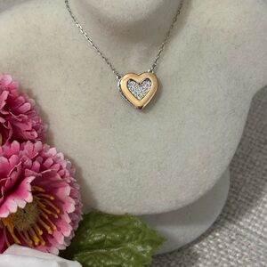 💎🦢 Swarovski Two-Tone Double Heart Pendant Necklace